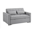 2-in-1 Convertible Loveseat Sofa Bed with Pull Out Bed and Storage Sectional Counch for Living Room, Apartment, Bedroom, Office, Gray