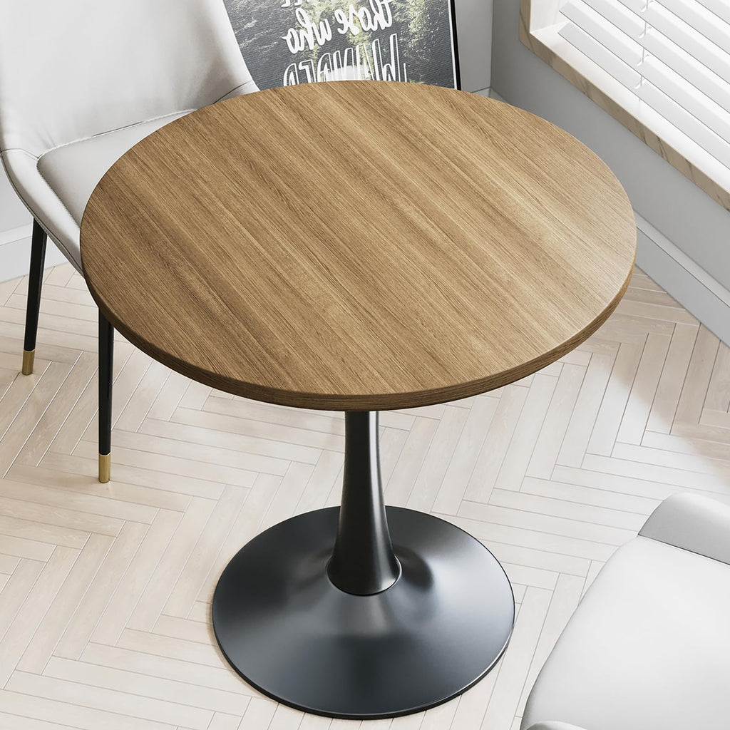24 Inch Black Small Tulip Table, Round Dining Table for 2 Person with Pedestal for Kitchen, Circle Bistro Table, Mid Century Modern Cafe Tables for Small Spaces in Living Room, Office, Coffee,Pub, Bar