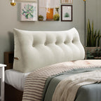 11 lbs Thickened Queen Headboard Pillow for Sitting Up in Bed, Back Support Reading Pillow with Side Pocket and Velvet Removable Cover, Triangular Large Wedge Headboard Pillow
