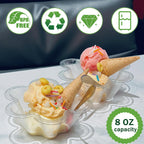 Legredic 50 Stück 8oz Plastik-Dessertbecher mit Löffeln, klare, blumenförmige Eisschalen, Party-Sundae-Servierschalen, Parfait-Vorspeisenbecher für Eis, Nüsse und Salat