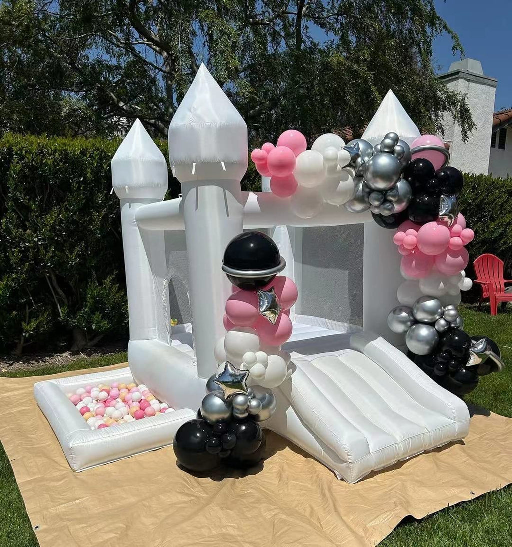POYOUNGHU White Bounce House, House with Blower, Inflatable Bouncer, Children's Toy, Sewn Extra Thick Material for Durability