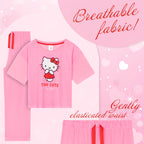 Hello Kitty pigesæt til pyjamas, behageligt afslapningstøj – gaver til piger (7-8 år, pink)