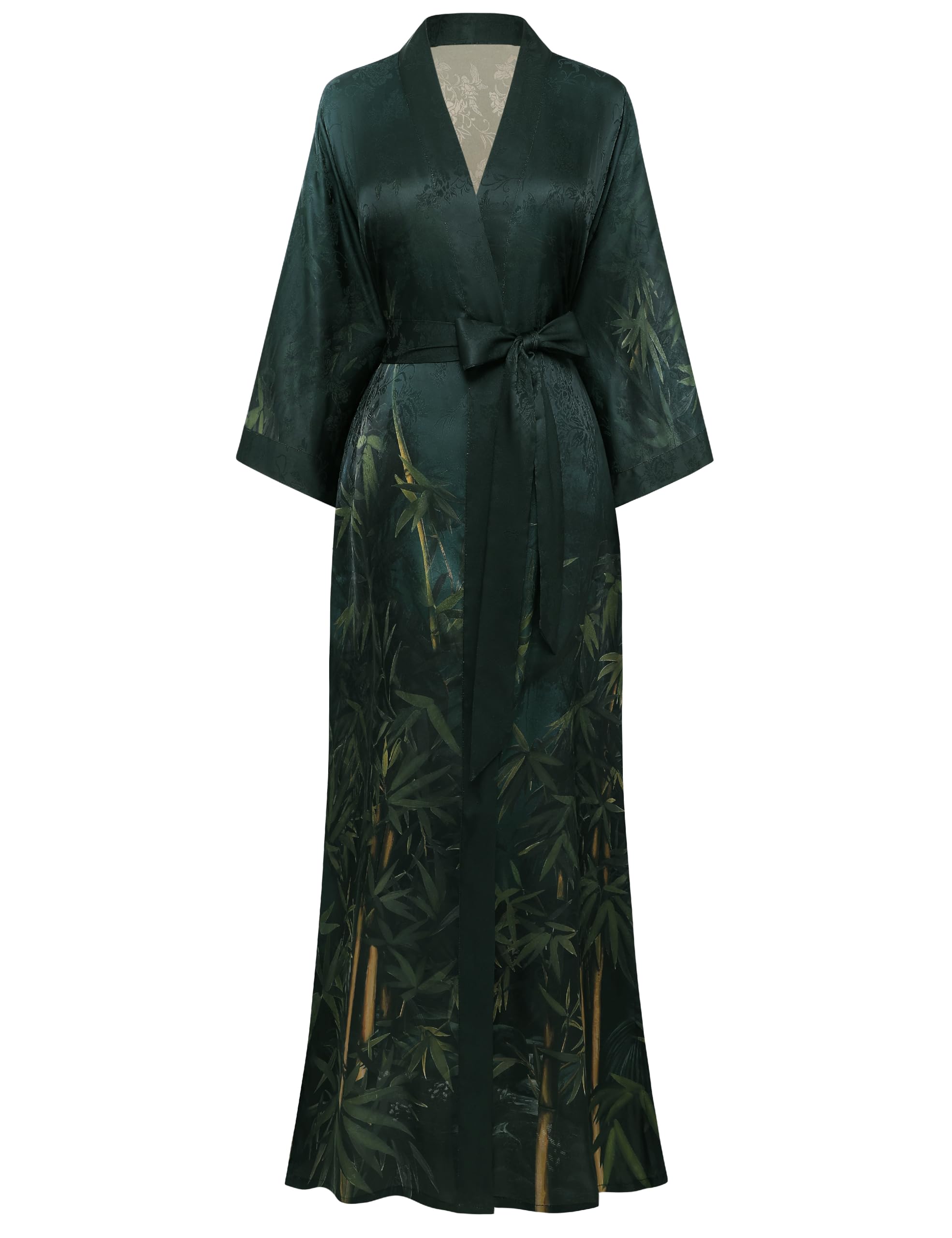 PRODESIGN Kimono Robe for Women - Long Satin Sleepwear Silky Kimono Cover-Up Nightgown Japanese Bathrobe Loungewear Blouse