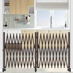 209" Width Expandable Driveway Gate & Retractable Fence Outdoor - 180° Rotating Aluminum Barricade with Casters, Metal Safety Barrier for Backyard/Dog Security (216.54 * 41.34,Grey)