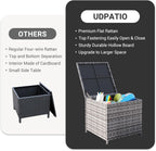 UDPATIO Outdoor Wicker Side Table with Storage Patio Rattan End Table Small Resin Square Container Coffee Table Backyard Pool for Furniture Covers, Toys and Gardening Tools (Grey)