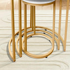 AT-VALY Nesting Tables Coffee Table Set of 3,Round Side Table Small Accent Table for Living Room,Bedroom Apartment (Gold)