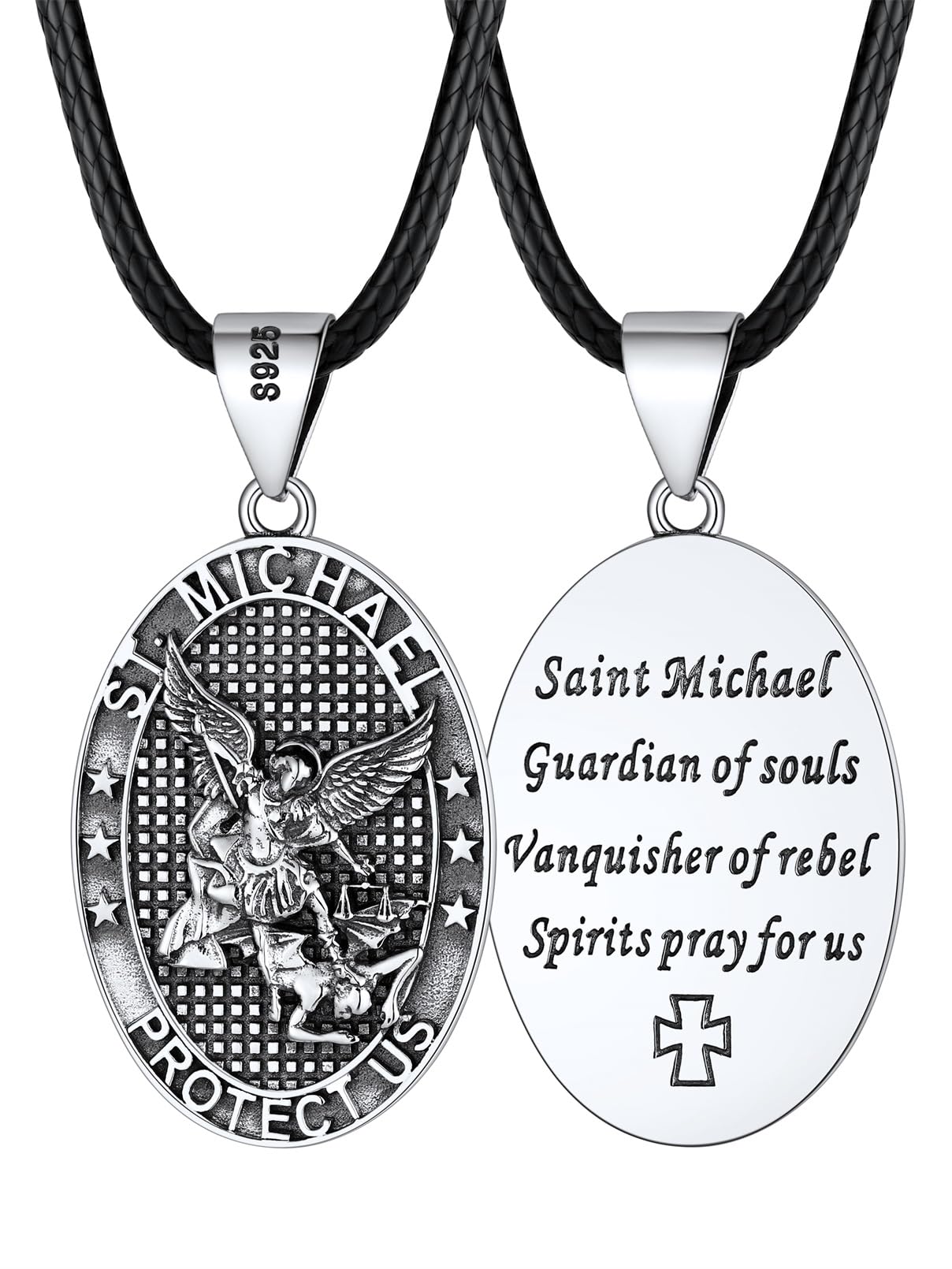 FaithHeart Saint Michael Necklace, Stainless Steel/18K Gold Plated St Michael the Archangel Pendant Amulet for Men Women with Gift Packaging