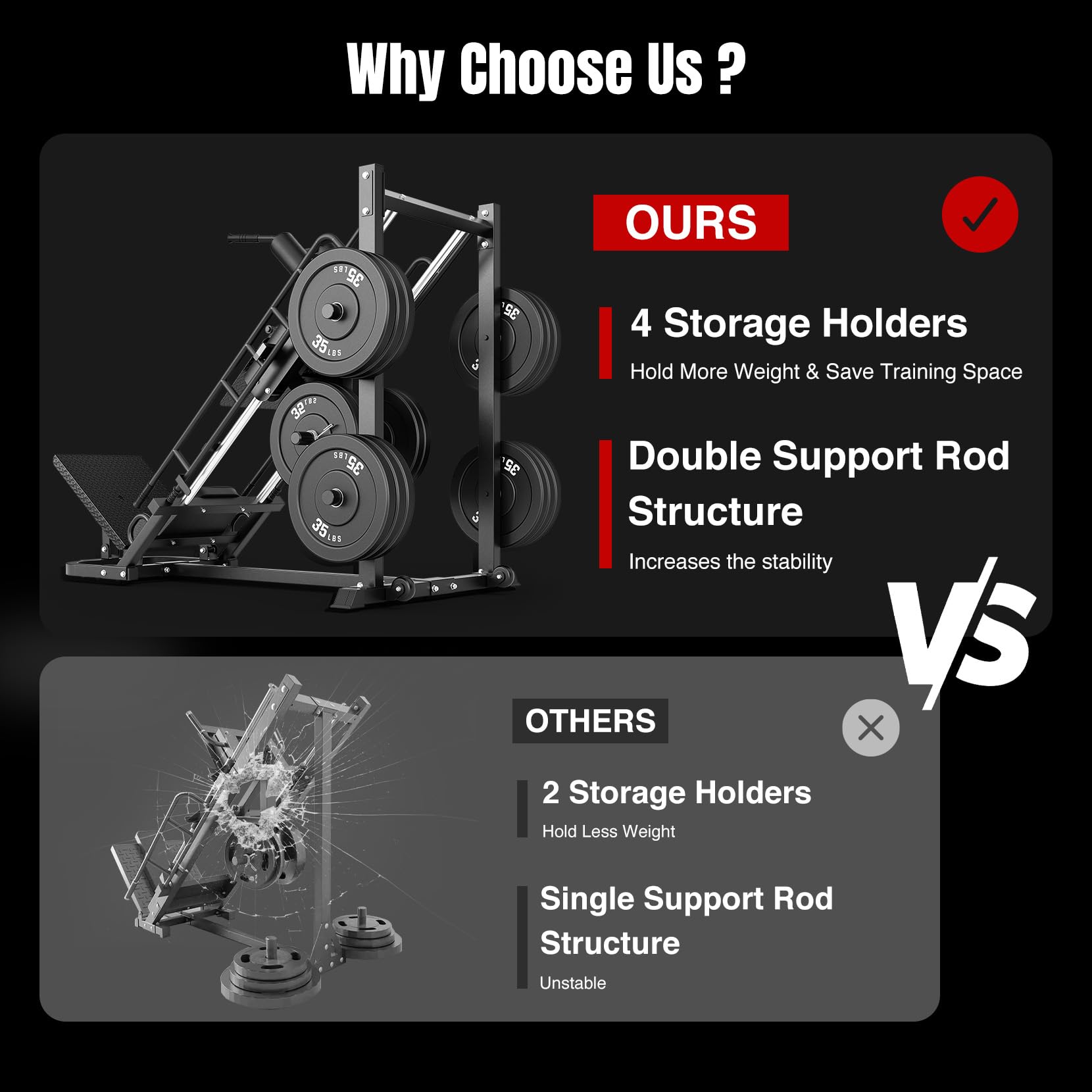 Dripex Leg Press Machine, Leg Press Machines for Home Gym with Roller Bearing,Professional Adjustable Leg Press Hack Squat Machine Combo with 4 Weight Plate Storage Holders for Full Lower Body Workout