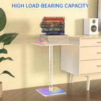 NiHome Square Iridescent Acrylic End Table for Small Spaces, Living Rooms, Bedrooms, Balconies, 0.3-Inch Thick Acrylic Coffee Table with Crystal Clear and Durable Design, 13.3"x13.3"x18.9" (1PC)