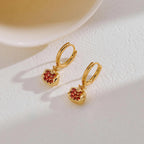LILIE&WHITE Gold Pomegranate Dangle Earrings For Women With Red Cubic Zircon Drop Earrings Hoop Earrings Hypoallergenic Earrings Fruit Earrings Fashion Earrings PresentEarrings