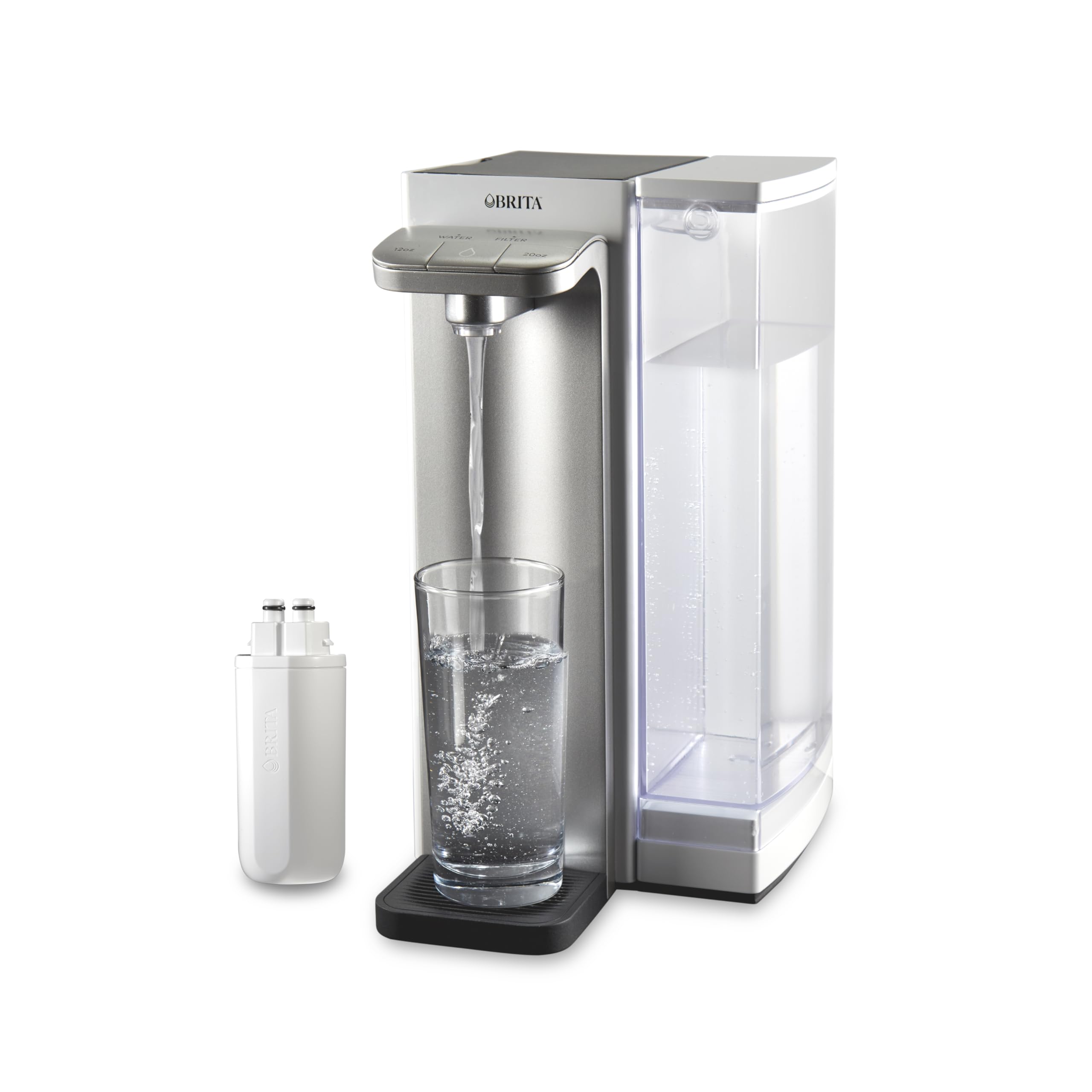 Brita Hub Compact Instant Powerful Countertop Water Filter System, Reduces 70+ Contaminants, 9 Cup Water Reservoir, Includes 6 Month Carbon Block Filter, White, 87344