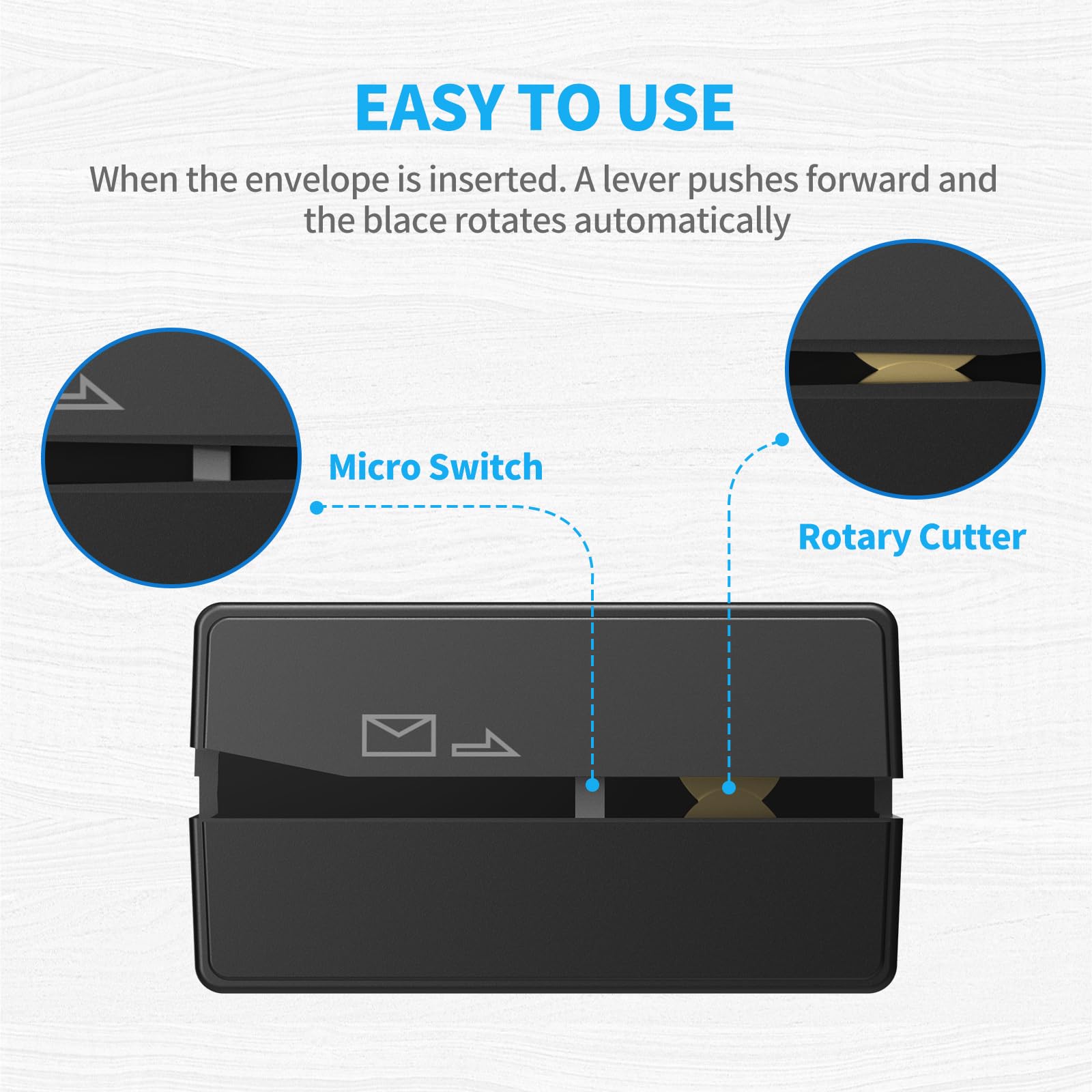 Batteridrevet elektrisk brevsprætter - brevsprættere kuvertklipper, kuvertåbner, poståbner, universel kuverteffektiv brevsprætter til kontor, hjem (sort)