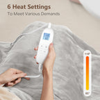 Electric Heated Blanket Queen Size with 6 Levels & 8h Auto Off, Ultra Soft Flannel Full Body Heating Blanket, Machine Washable, Warm Gray, 84" x 90"