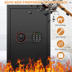 4.0 Kübik Büyük Ev Kasası Yangın Geçirmez Su Geçirmez, Hırsızlığa Karşı Yangın Geçirmez Kasa Programlanabilir Tuş Takımı, Yedek Anahtarlar ve Çıkarılabilir Raf ile, Ev Parası, Ateşli Silahlar, Belgeler ve İlaçlar için Dijital Güvenlik Kasası