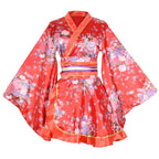 Kimono Costume Adult Japanese Geisha Floral Patten Gown Blossom Bathrobe Sleepwear With Obi Belt