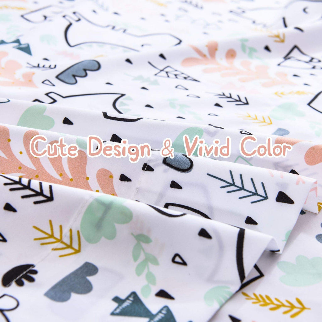 ست ملحفه کودکان یونیکورن صورتی JSD، سایز تویین، ۳ تکه، ملحفه‌های رختخواب میکروفایبر چاپ شده با طرح رنگین کمان برای دختران، جیب عمیق