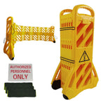 13 Foot Portable Driveway Fence Safety Barriers Barricade Expandable Mobile Folding System for Construction Traffic Control Driveway Gate Outdoor