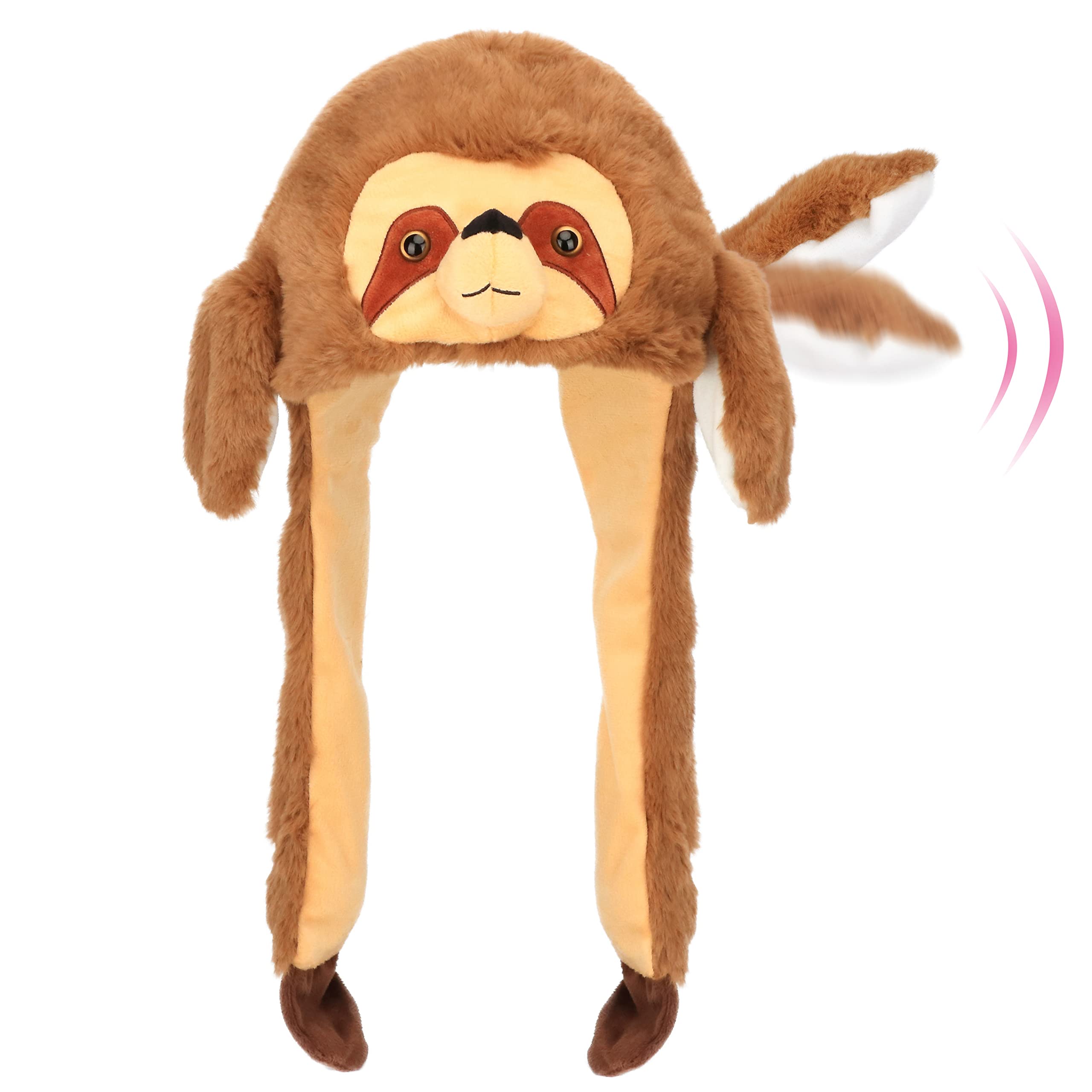 Animal Hat with Ears Moving Jumping Pop Up Beating Hat Plush Holiday Cosplay Dress Up Funny Gift for Kids
