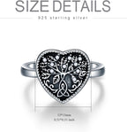 AOBOCO 925 Sterling Silver Heart Celtic Tree of Life Cremation Urn Ring Holds Loved Ones Ashes, Always in My Heart Urn Ring for Ashes for Women, Memorial Keepsake Jewelry Embellished with Crystals from Austria