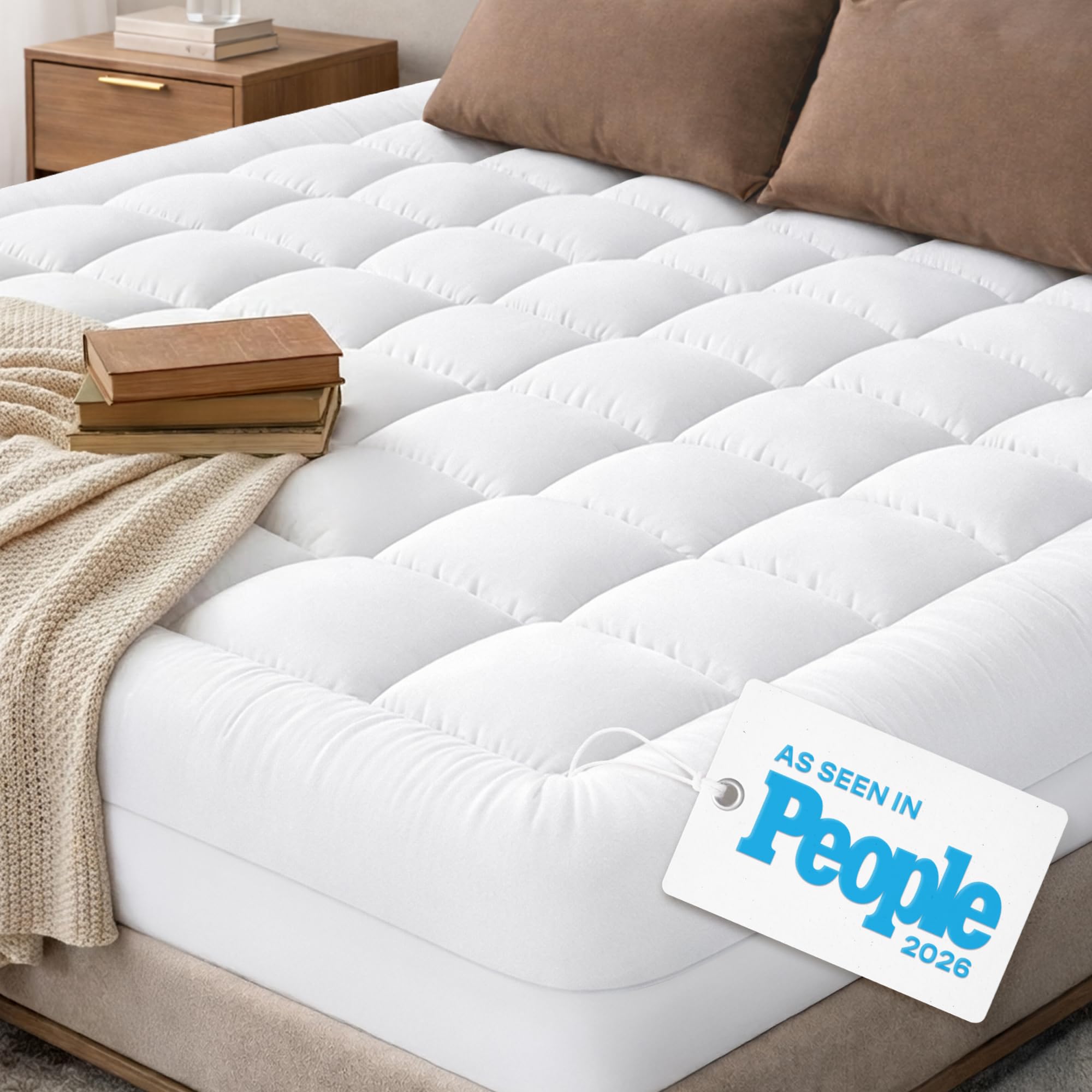 Niagara Sleep Solution Ultra Soft Queen Size Mattress Topper - Viscose Made from Bamboo Pillow Top Mattress Pad for Back Pain Relief - Naturally Cooling for Hot Sleepers, Green