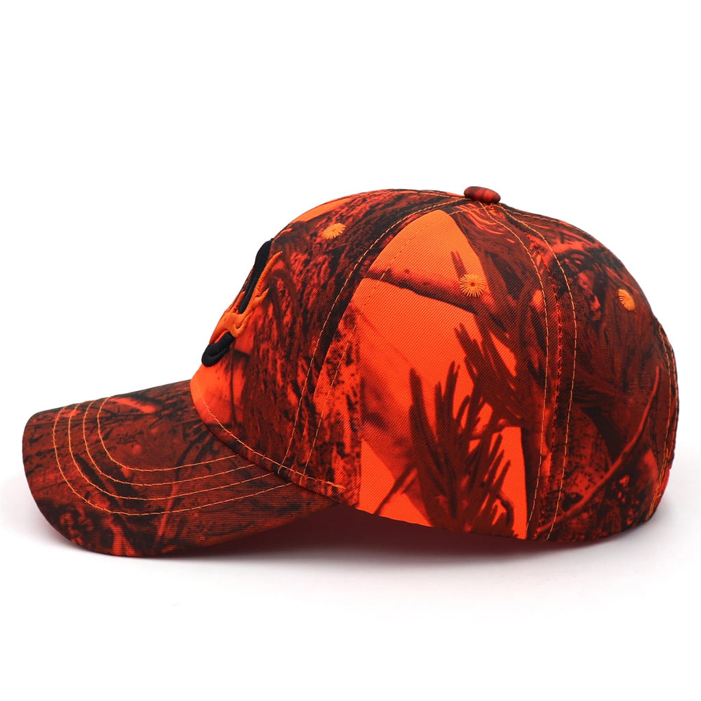 JUSOCC Deer Hunting Camouflage Hats Embroidery Adjustable Fishing Baseball Cap (US, Alpha, Medium, Orange Camo) - Grand Goldman