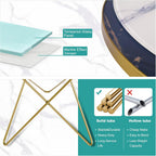 HLR Modern Round Side Table, End Table with Marble Effect Top and Gold Metal Frame, Small Side Table for Living Room, Bedroom, Sofa and Couch, Gold Legs, Green Marble top