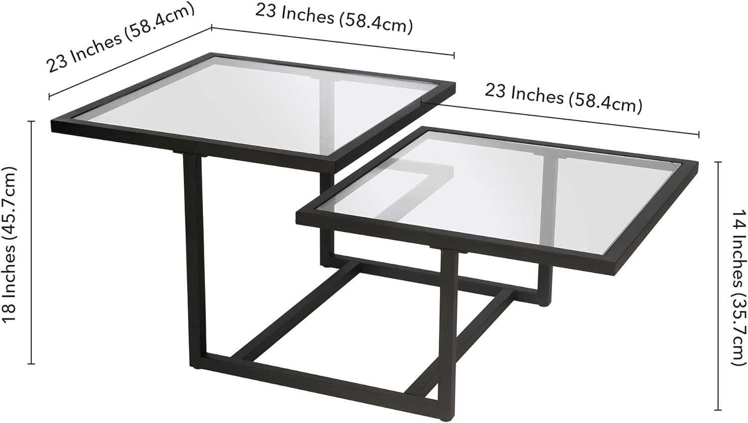 Henn&Hart 43" Wide Square Coffee Table in Blackened Bronze, Modern coffee tables for living room, studio apartment essentials