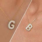 Z ZACHÉ 18k Gold Plated Bubble Letter C Necklace Women Cubic Zirconia Balloon Initial Necklace Cute Puffy Monogram Necklace