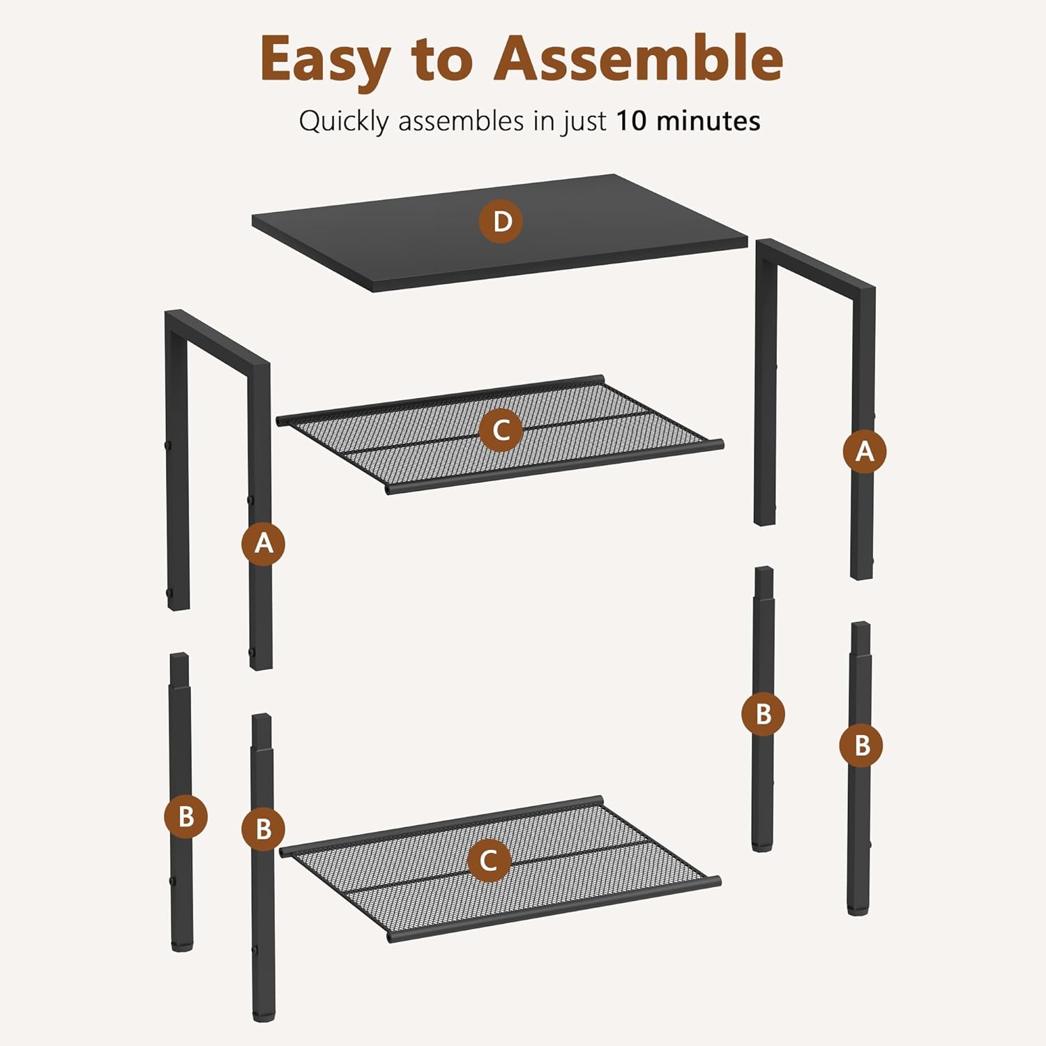 Hoctieon 3 Tier End Table, Telephone Table, Tall Side Table with Storage, Small Nightstand for Small Spaces, Metal Frame, For Living Room, Bedroom, Sofa Couch, Hall, Easy Assembly, Black