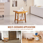 VEVOR Teak Shower Bench, 22 x 14.4 x 18.5 in, Waterproof Wood Shower Stool with Storage Shelf Handle Non-Slip Feet, 300 lbs Maximum Load Capacity Shower Chair Seat, for Bathroom Indoor and Outdoor Use