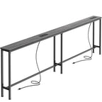 SUPERJARE 102 Inch Sofa Table with 2 Power Outlets and USB-C Ports, 5.9 Inch Narrow Console Table with Storage, Extra-Long, for Entryway Hallway Couch Behind Sofa, Small Spaces, Rustic Brown