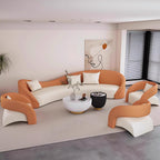 Couch Sets - Modern Curved Sectional Sofa Set with Chair, Stylish Sectional Couches with Coffee Table for Living Room, Office, Lounge, and Reception Areas (Orange Sofa-2 Sofa Chair, 78IN)