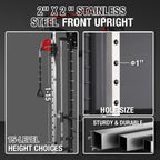 Mikolo Smith Machine, 2200lbs Squat Rack with LAT-Pull Down System & Cable Crossover Machine, Training Equipment with Leg Hold-Down Attachment