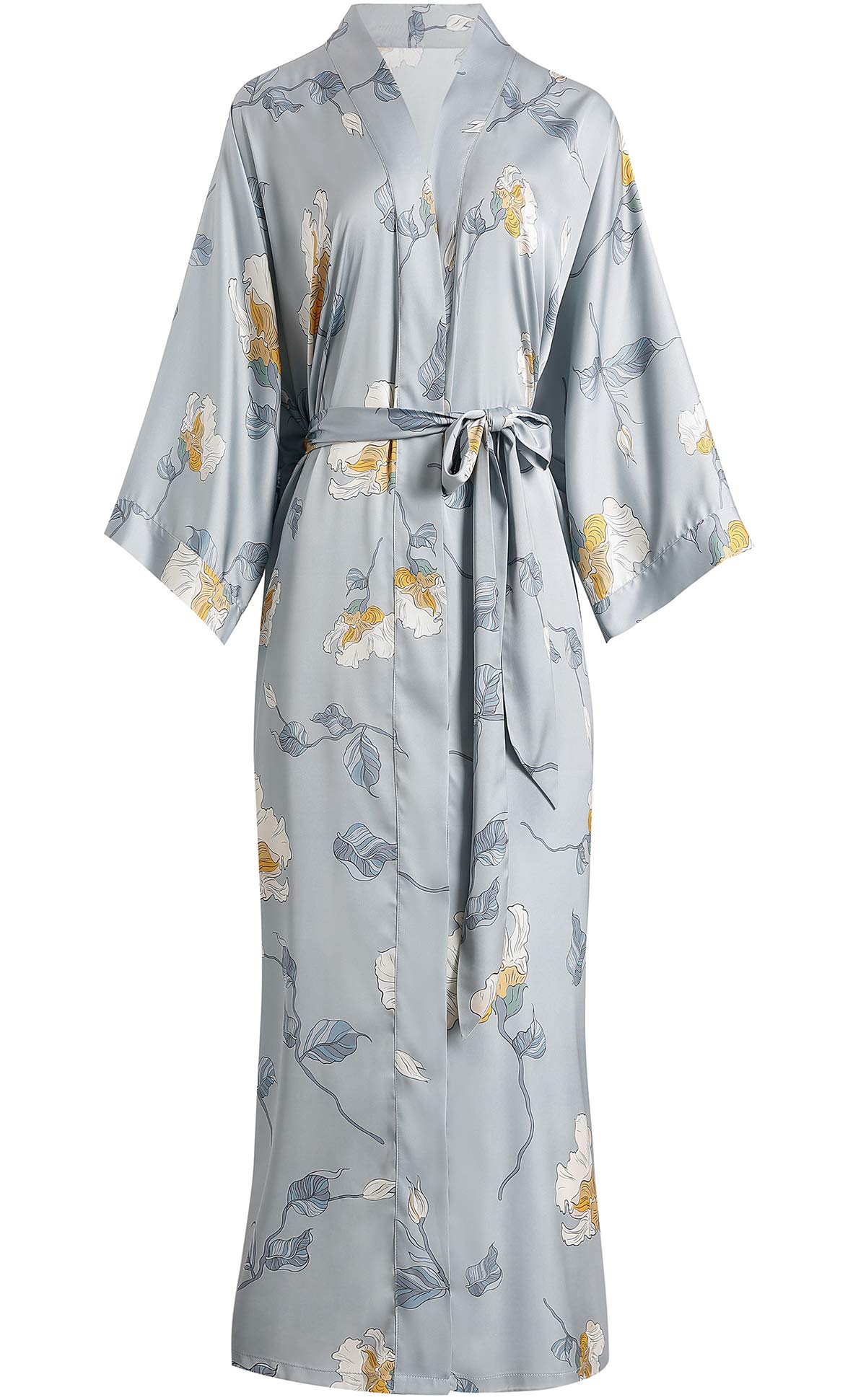 Aensso Long Soft Lightweight Silky Kimonos Robes for Women, Luxury Japanese Floral Womens Kimono Robe