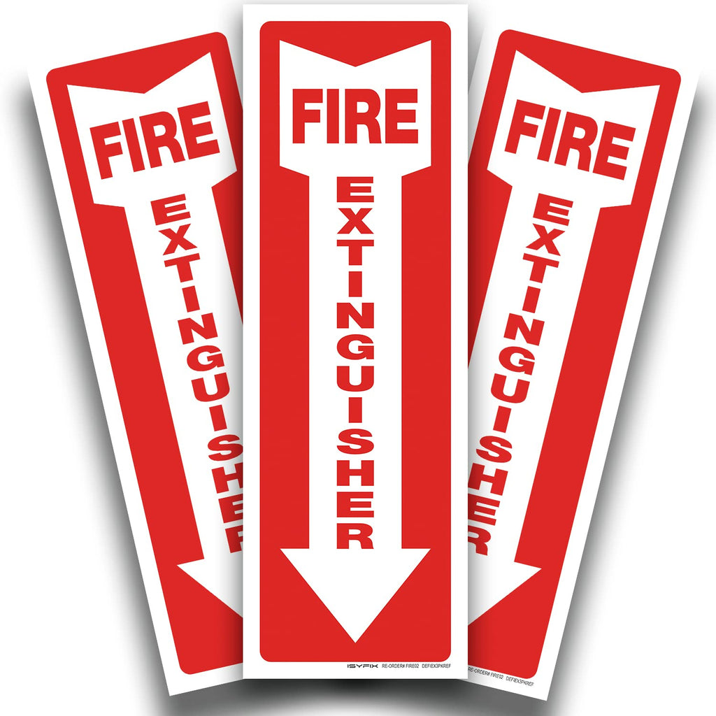 iSYFIX Fire Extinguisher Signs – 3 Pack 4x12 Inch – 40 mil Thick Polystyrene Plastic, Laminated for Ultimate UV, Weather, Scratch, Water & Fade Resistance, Indoor & Outdoor