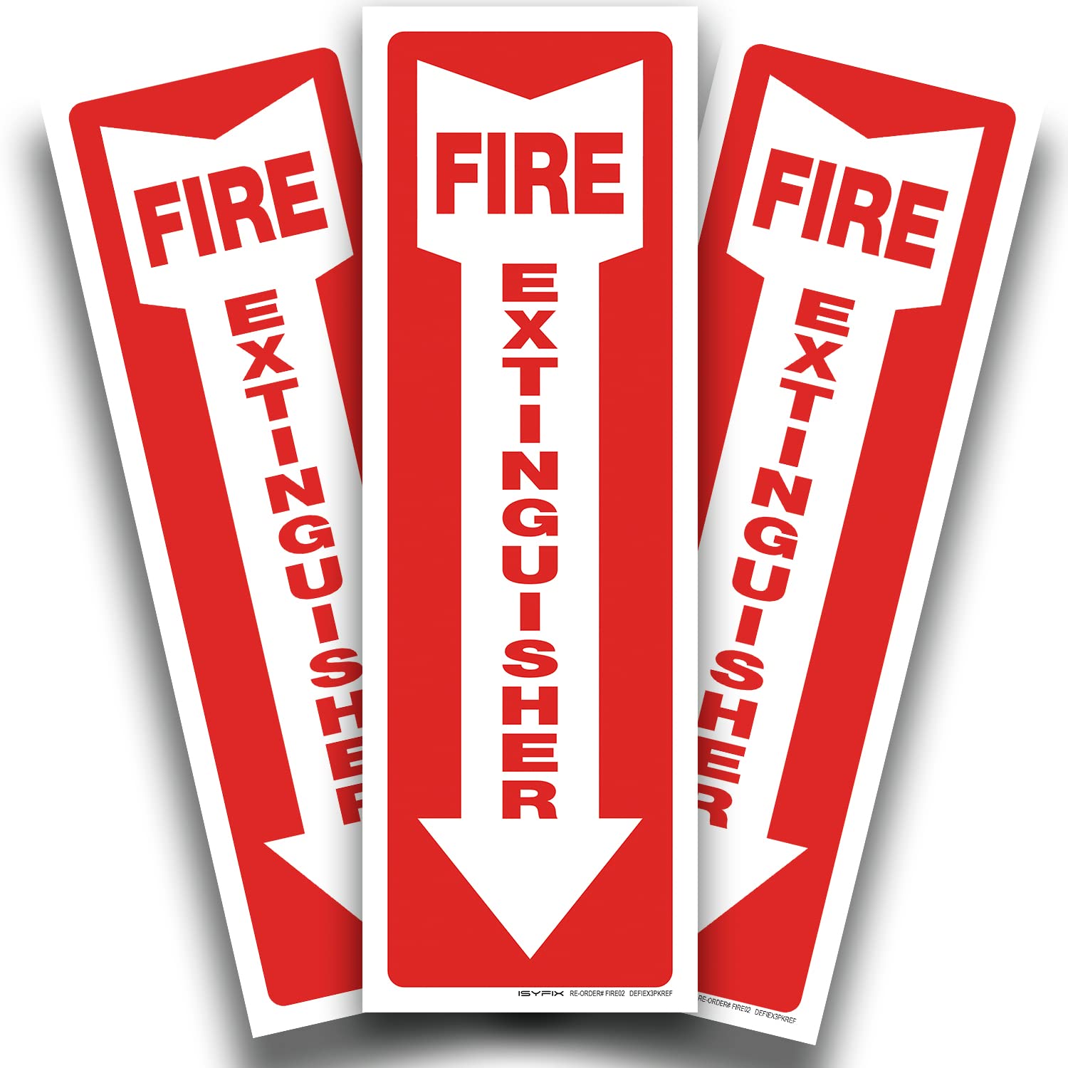 iSYFIX Fire Extinguisher Signs – 3 Pack 4x12 Inch – 40 mil Thick Polystyrene Plastic, Laminated for Ultimate UV, Weather, Scratch, Water & Fade Resistance, Indoor & Outdoor