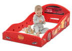 Delta Children Disney Pixar Cars Lightning McQueen Race Car Sleep and Play Toddler Bed with Attached Guardrails