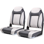 Premium Marine A Pair of Low Back Folding Boat Seat, Fishing Marine Seats with Stainless Steel Screws, Charcoal/Black(2 Seats)