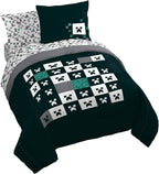 Jay Franco Minecraft Creeper Queen Comforter Set - 7 Piece Gamer Bedding Includes Sheet Set & Pillow Covers - Super Soft Checkered Bedding