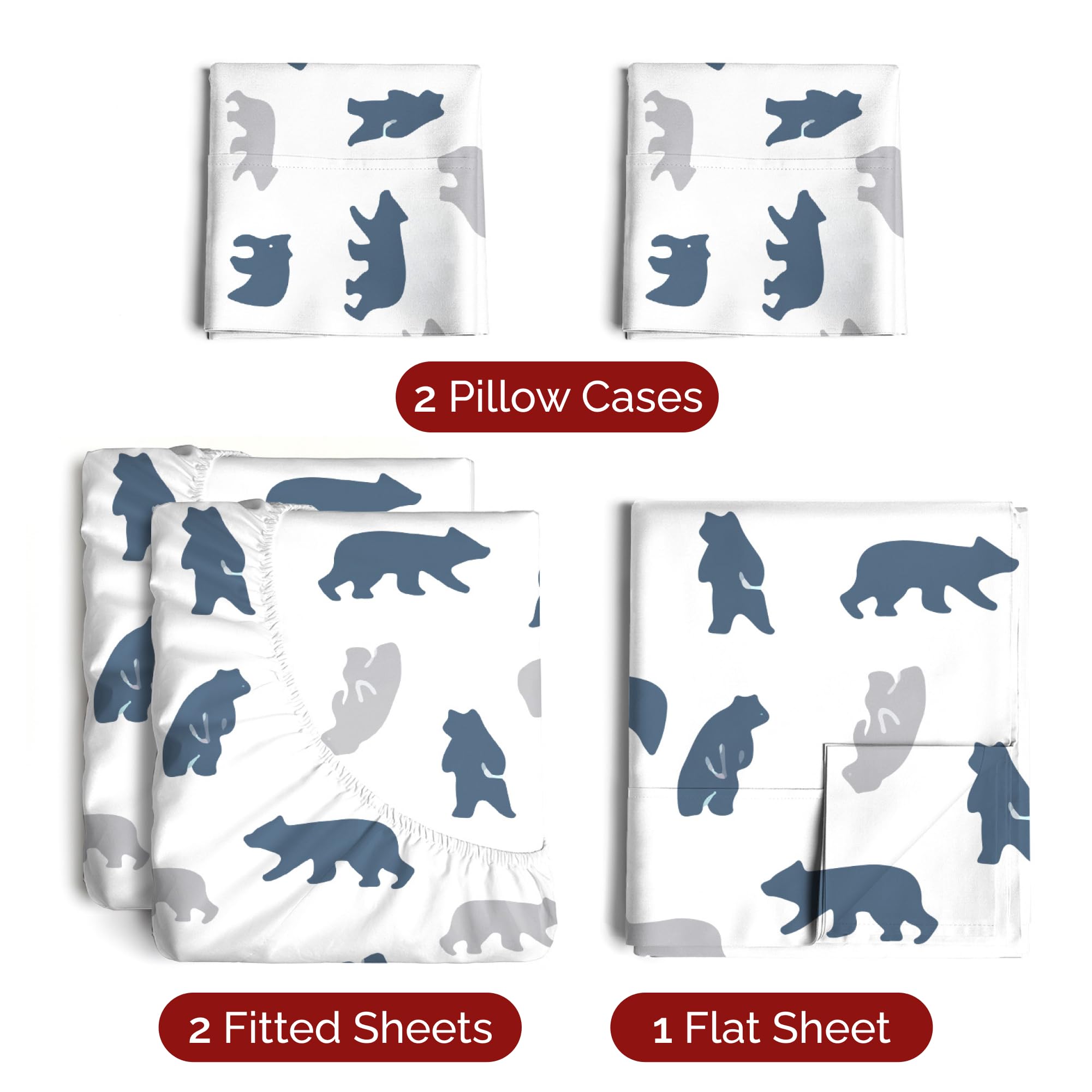 Komplet pościeli King Christmas Tree - Świąteczny wzór Xmas na lnie - Głębokie kieszenie - Dopasowany krój - 4 części - Bez zagnieceń - Wygodna i chłodząca świąteczna pościel zimowa - Łatwa w pielęgnacji - Przyjazna dzieciom