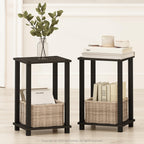 Furinno Just 3-Tier Turn-N-Tube Nightstand, 2-Pack, Columbia Walnut/Black