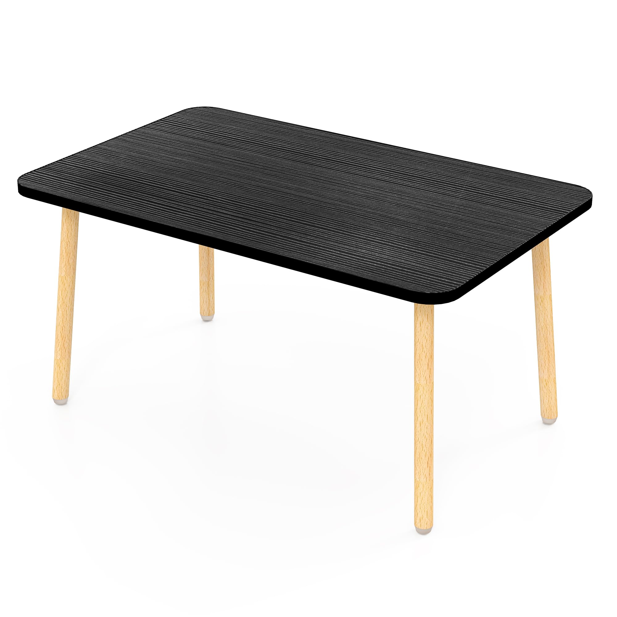 Mango Coffee Table Low Table with 4 Solid Wood Sturdy Legs, Floor Table Desk for Sitting on The Floor, Storage and Living Room Furniture (White)