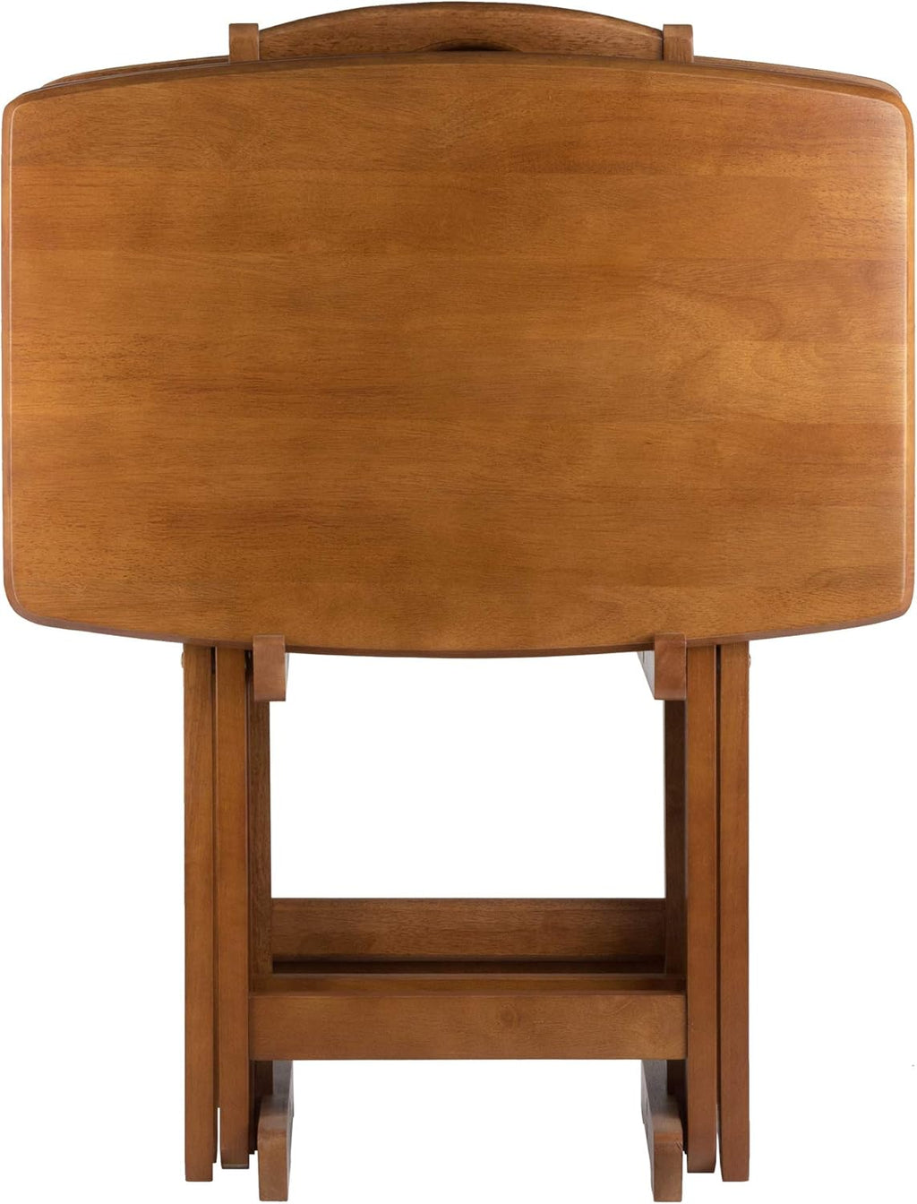 Winsome Dylan Snack Table Set with Stand, Oversized, for Living room, 26", Teak, Set of 4 Tables