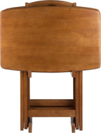Winsome Dylan Snack Table Set with Stand, Oversized, for Living room, 26", Teak, Set of 4 Tables