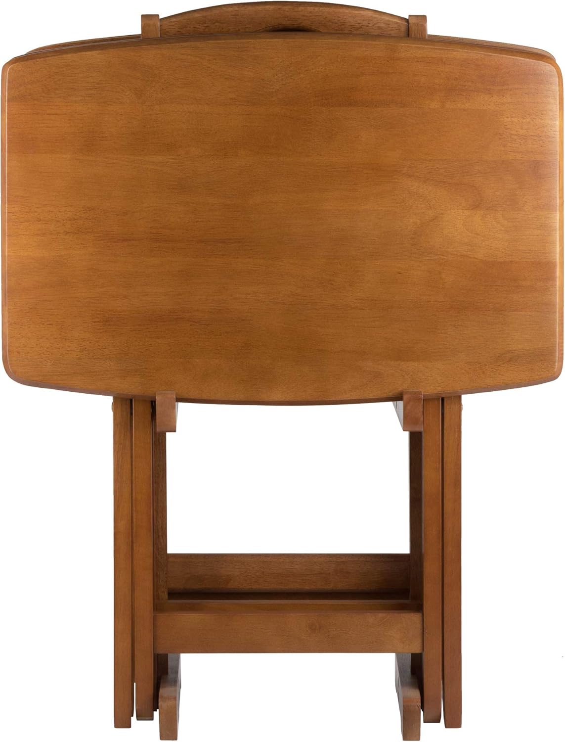 Winsome Dylan Snack Table Set with Stand, Oversized, for Living room, 26", Teak, Set of 4 Tables