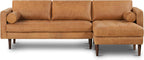 POLY & BARK Napa Leather Couch – Right-Facing Sectional Leather Sofa - Tufted Back Full Grain Leather Couch with Feather-Down Topper On Seating Surfaces – Pure-Aniline Italian Leather – Cognac Tan