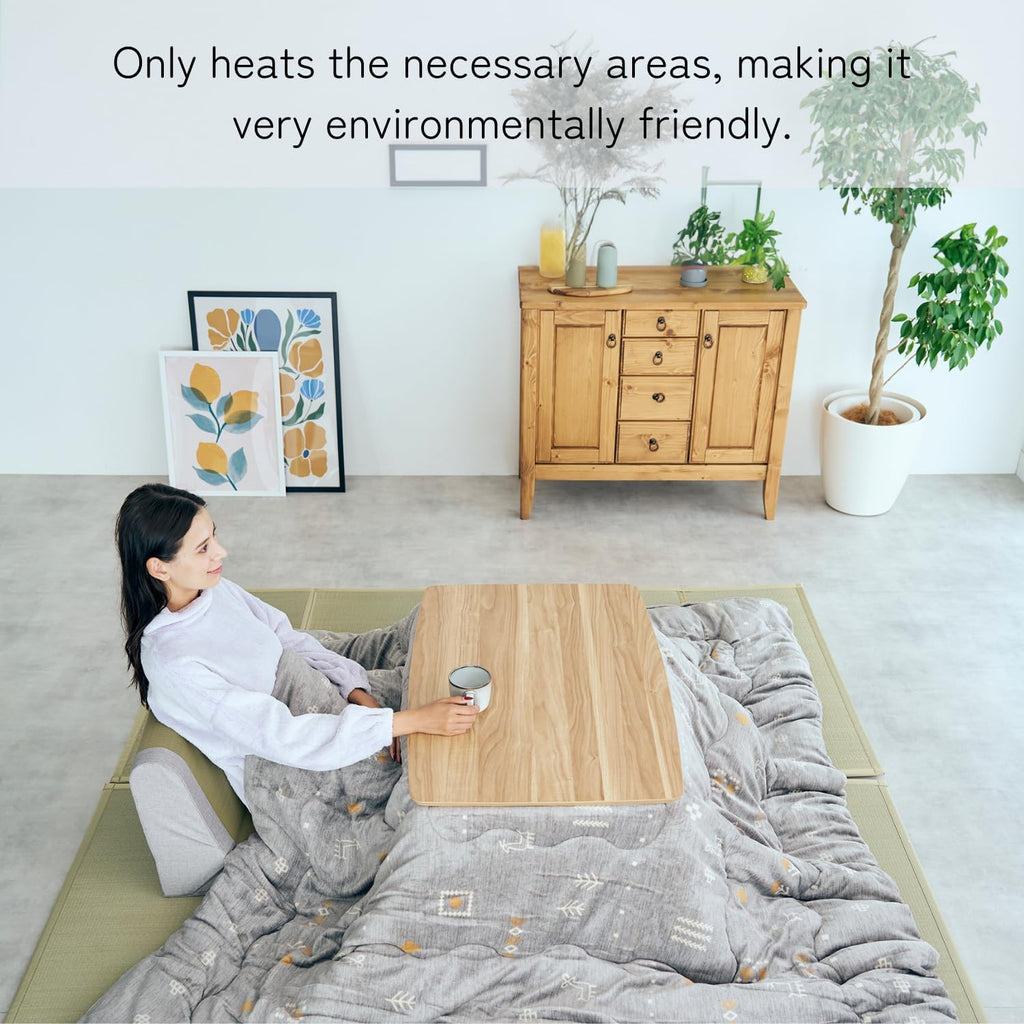 US-KLY Kotatsu Heater Table Low-Lying Dining and Work Desk (Rectangle W35.4 xD23.6 xH15.4 Inchies, Brown)