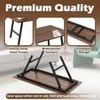 Folding Coffee Table, Portable Floor Table for Sitting on The Floor, Midcentury Modern Coffee Table, Foldable Floor Table for Living Room, 32''L x 16''W x 16.3''H, Walnut