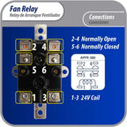 Appli Parts APFR-380 90-380, 24 VAC Coil, Heavy Duty Switching Fan Relay, SP Normally Open, SP Normally Closed, AC and heating Furnace blower relay Universal fit multi position bracket