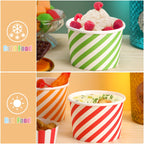 500 Pcs Paper Ice Cream Cups, 8 oz Disposable Dessert Sundae Bowls Frozen Yogurt Twill Snack Soup Hot Cold Food Paper Cups for New Year, Birthday, Wedding, Baby Shower, Party Supplies, Multicolor